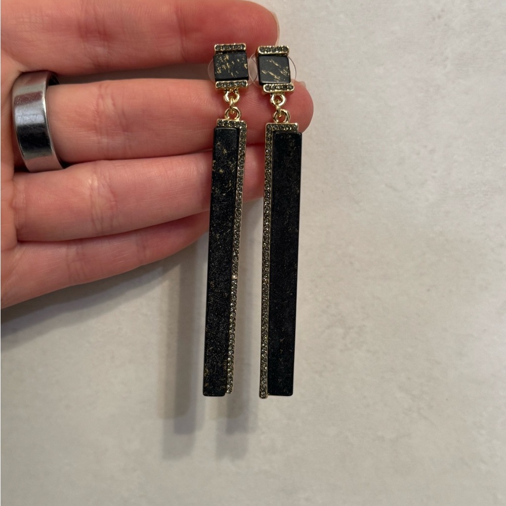 Paparazzi Black and Gold Bar Earrings
